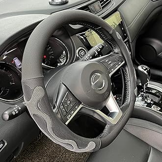 PINCTROT D Shaped Comfy Grip Steering Wheel Cover, Anti-Slip Design, Flat Bottom 14.5-15 Inch(Silicone Gray)