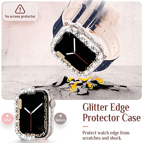 Miniatura 4 de Goton Funda de silicona brillante para Apple Watch de 1.772 pulgadas, 1.732 pulgadas, 1.614 pulgadas, 1.575 pulgadas, 1.496 pulgadas, con protector
