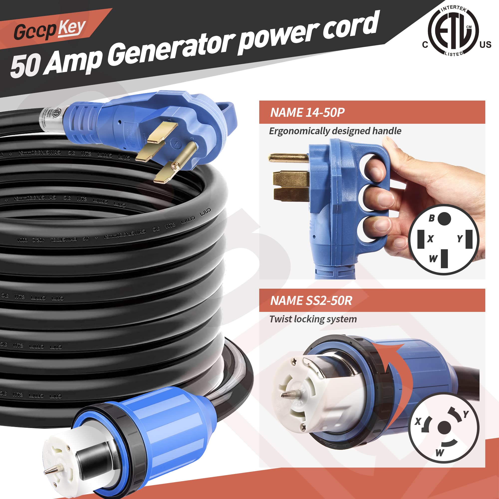 Snapklik.com : 50 Amp Generator Cord And Power Inlet Box Pre-Drilled