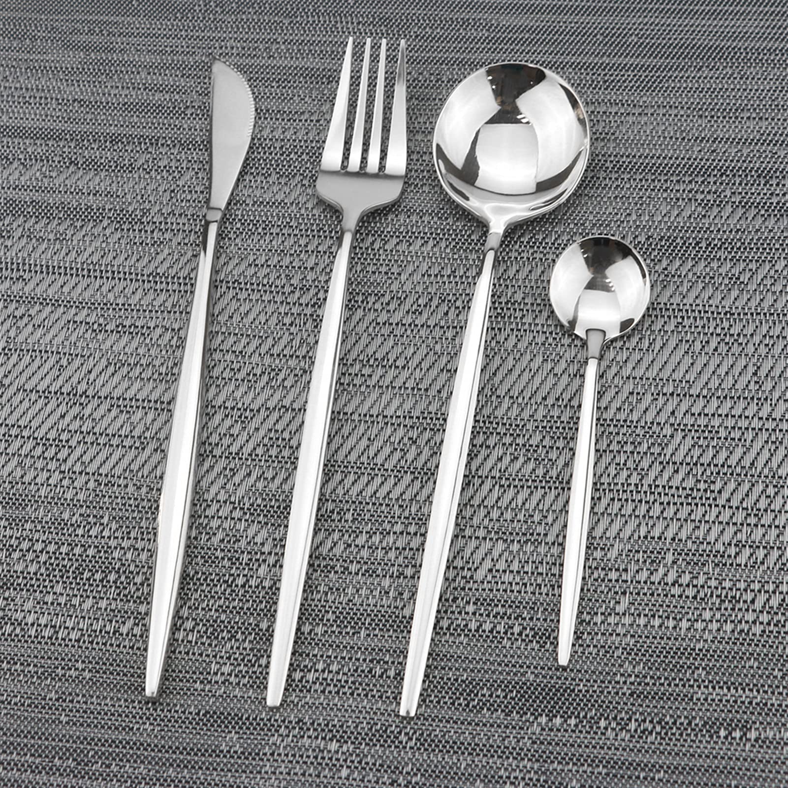 Besteck Set Edelstahl Geschirr Set Besteck Set Messer Gabel Spoon Abendessen Set Silber Home Geschirr Set (Color : 24 pcs)