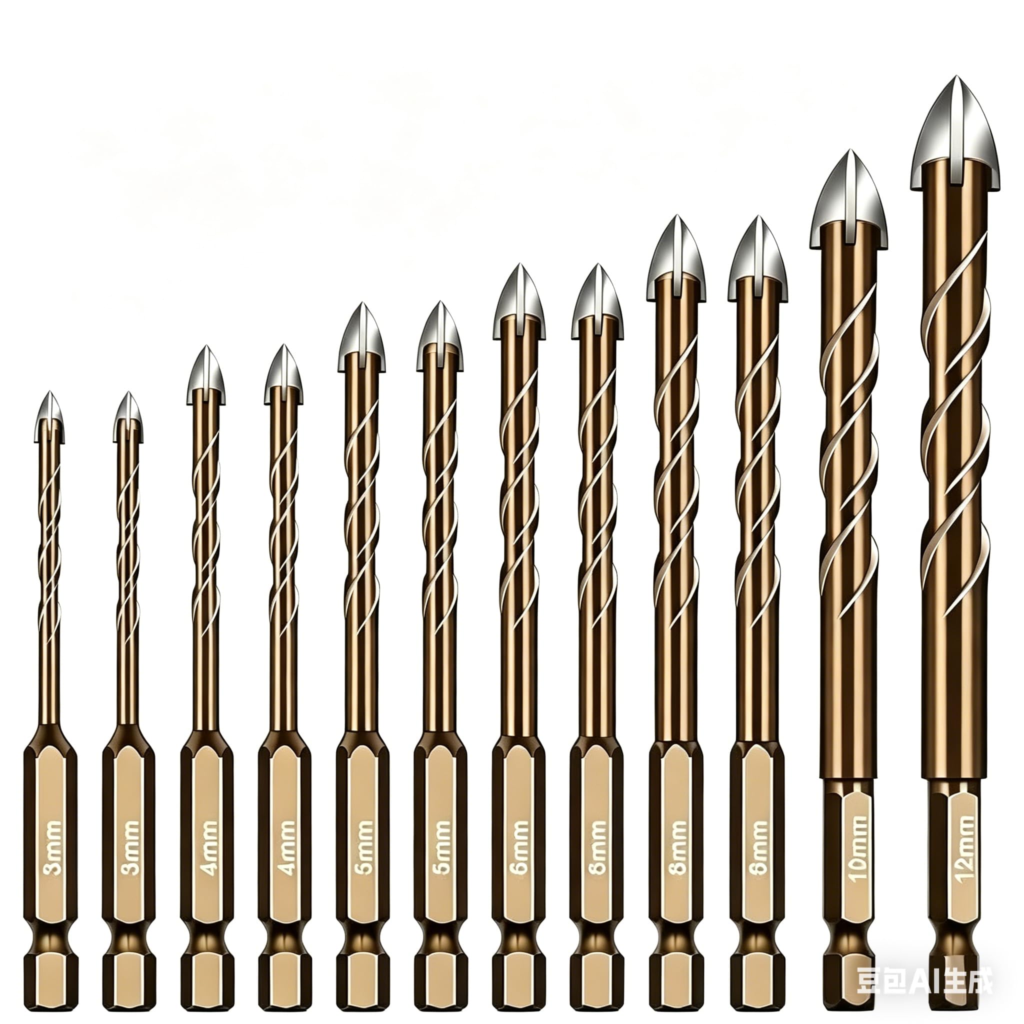 Lot de 12 forets en acier tungstène pour carrelage 3-12 mm pour marbre miroir céramique