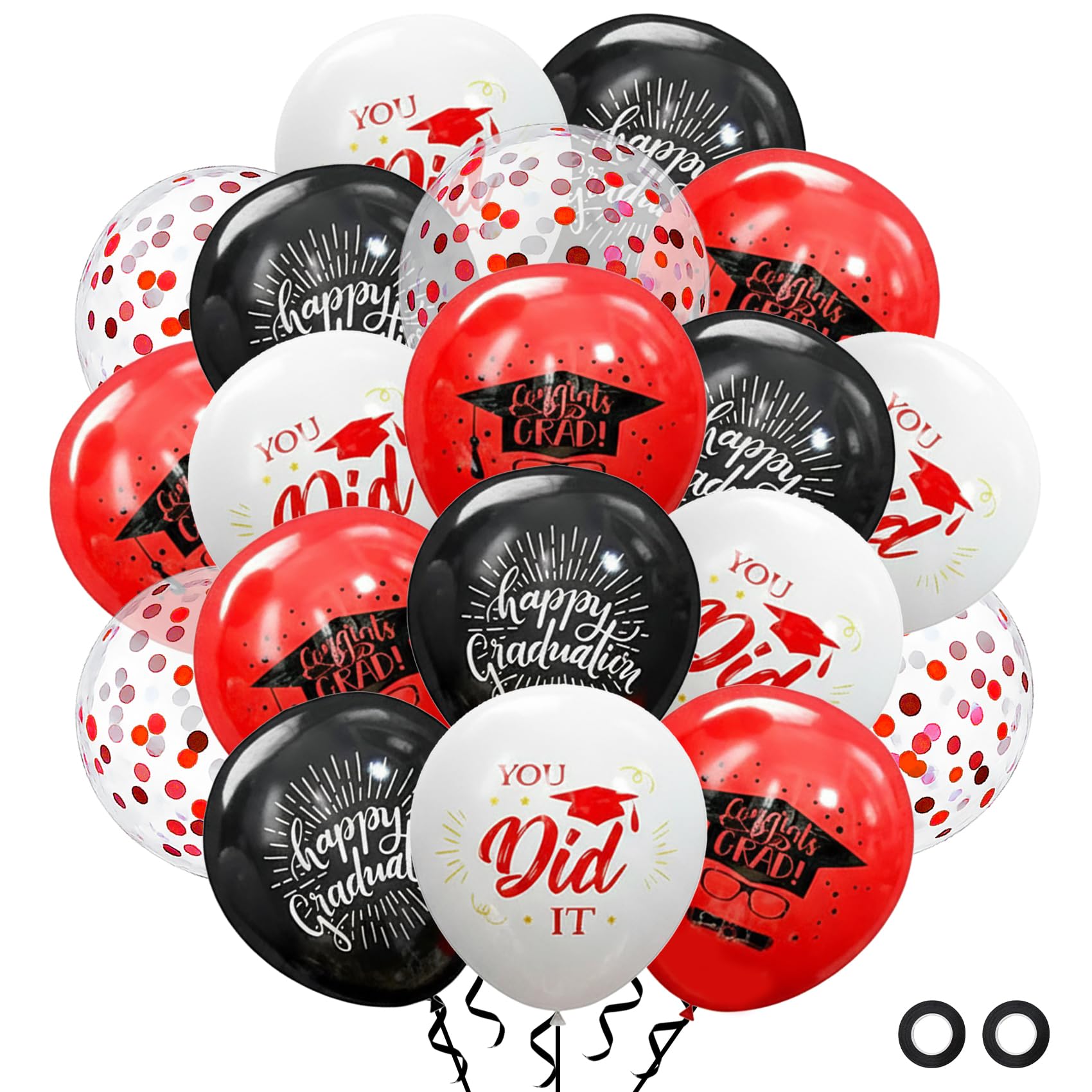 50pcs Graduation Balloons 2026 Graduation Decorations Black Red Balloons High School College Graduate Party Decorations For Class Of 2026 Graduate Prom Decor Congrats Gard Balloon Party Supplies