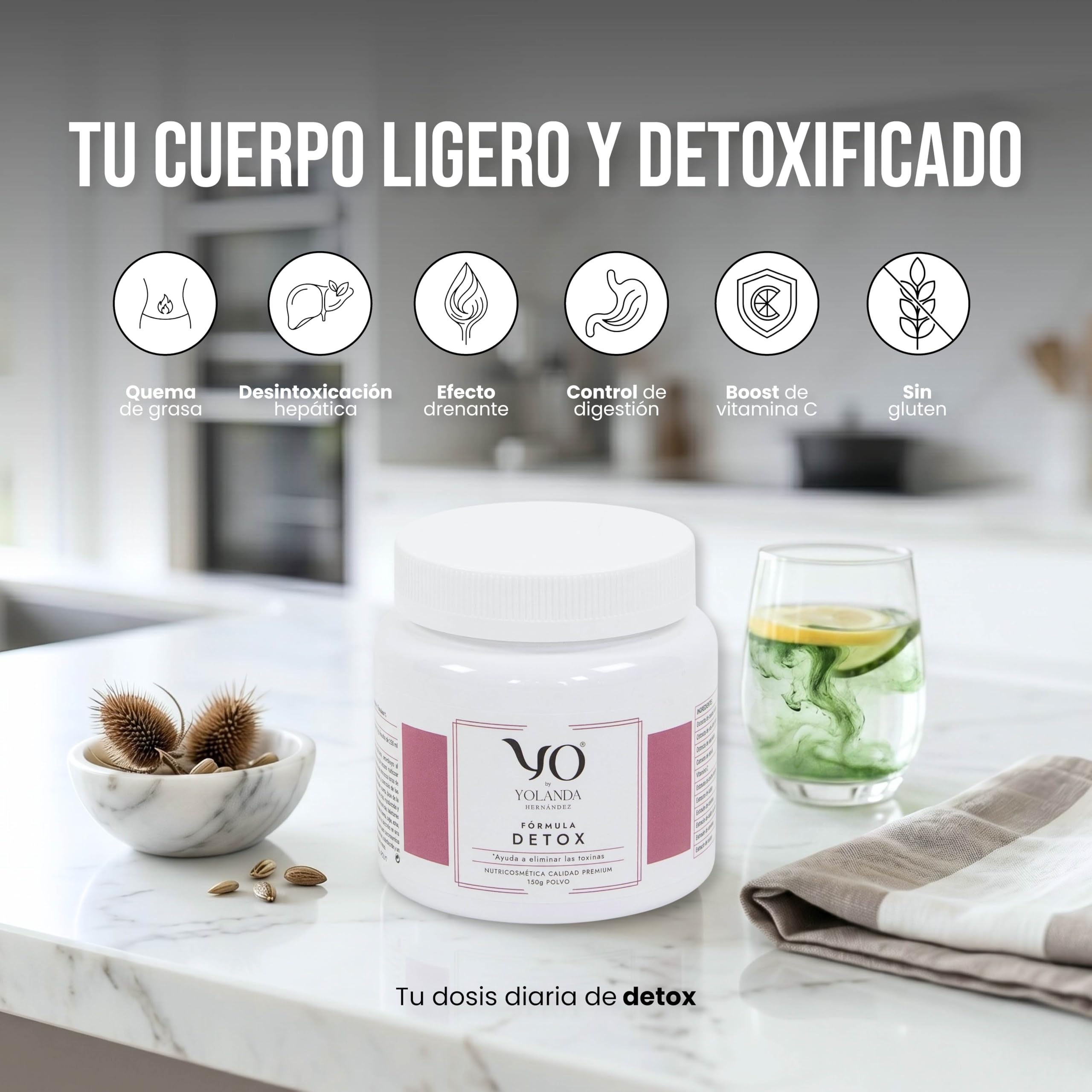 YO Fórmula Détox | Bebida Drenante en Polvo | Depuración y Quema Grasa | Extracto de Higo Chumbo y Alcachofa con Vitamina C | Sabor agradable 150 Gramos (Fórmula Detox)