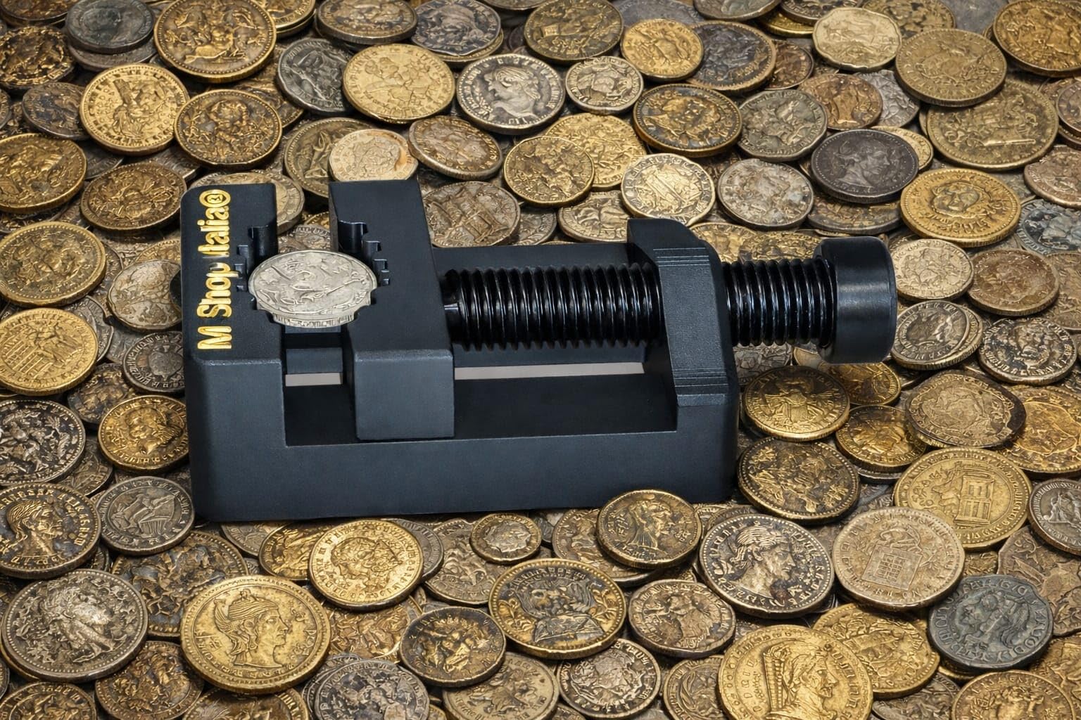 Mordaza de plástico negro para limpieza de monedas raras y antiguas de oro, plata, bronce y cobre con seguridad y máxima delicadeza 10-40mm Nueva versión 2.0