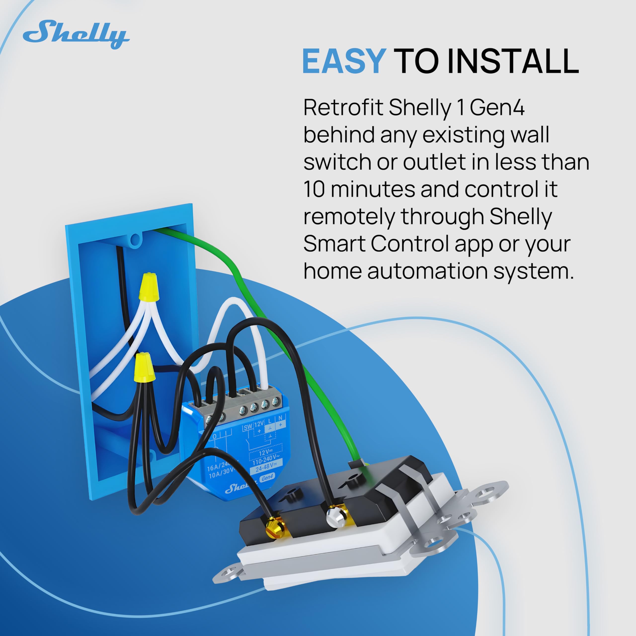 Shelly 1 Gen4, Wi-Fi ile çalışan akıllı röle şalteri, 1 kanal, 16