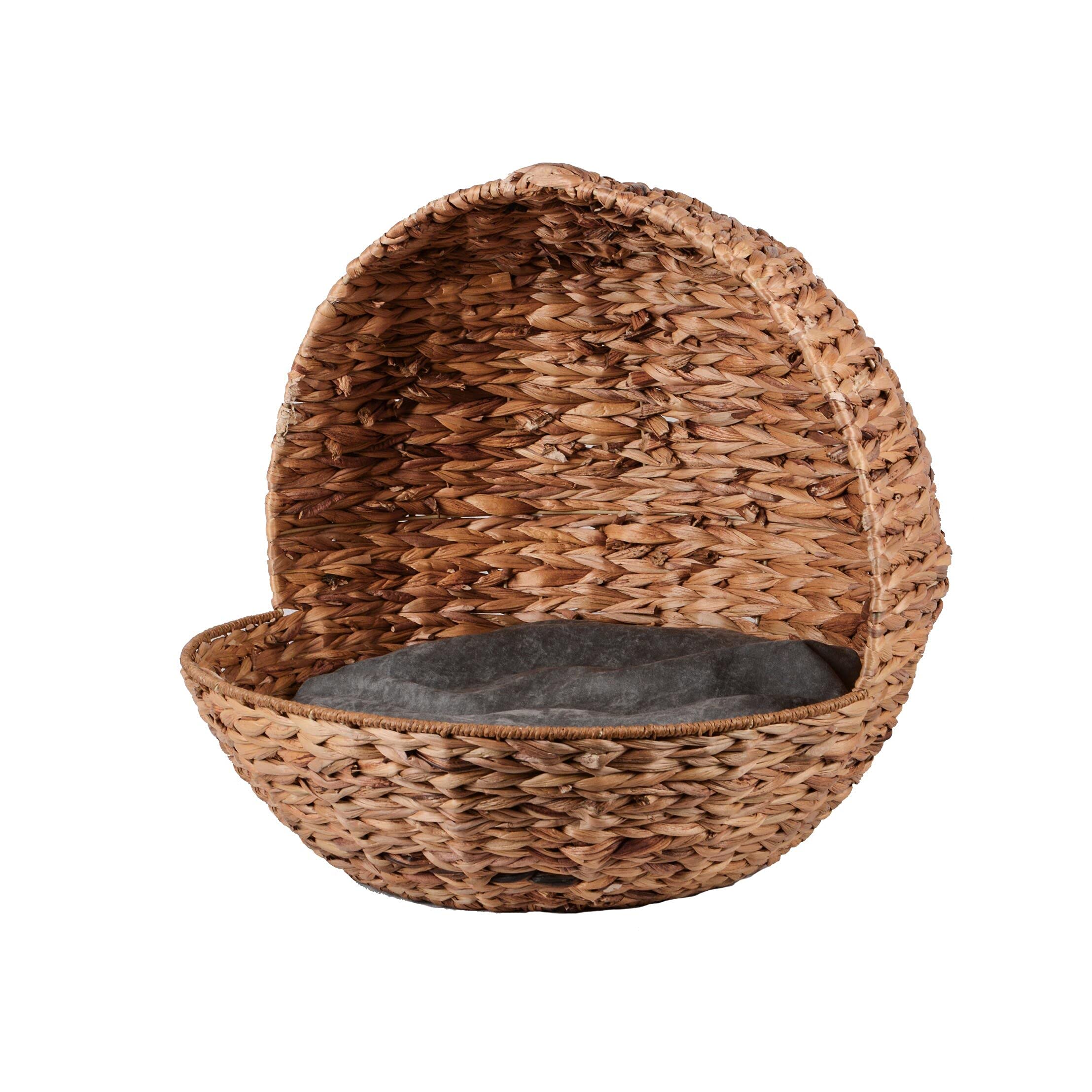 UNUS Haustierkorb rund/halbkugel offen Natur mit Kissen grau Ø 58 cm