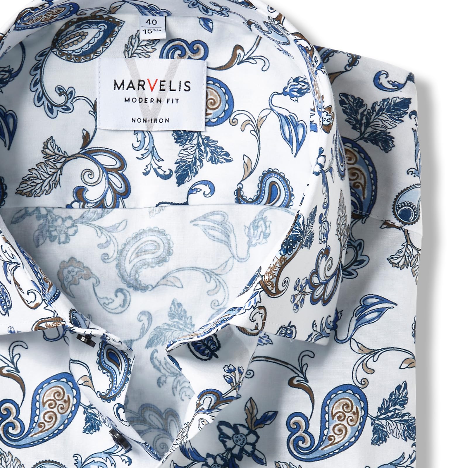 Marvelis Męska koszula biznesowa z długim rękawem, Non-Iron-Modern-Fit, nadruk rotacyjny, New Kent
