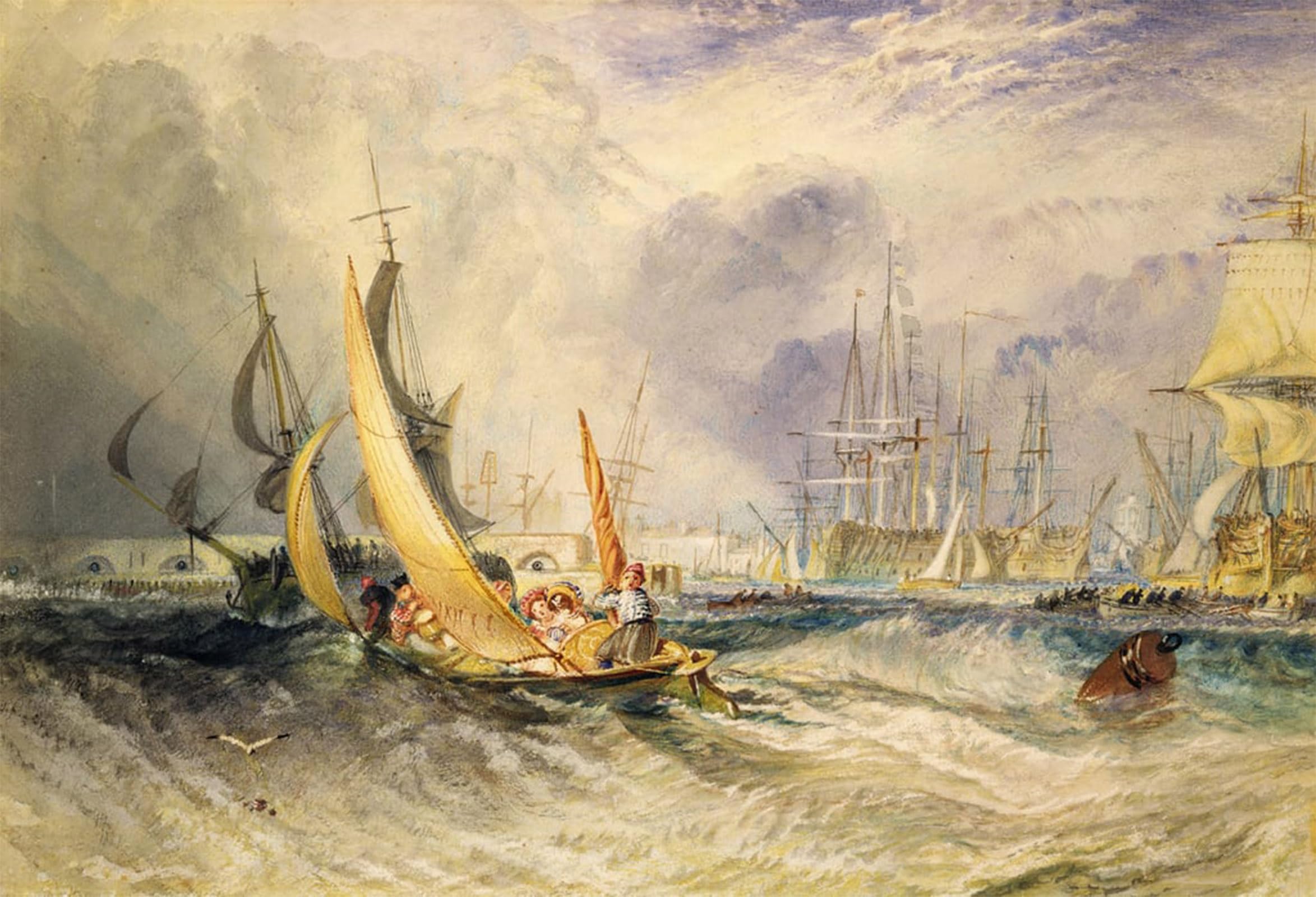 POSTERIIk Vintage Print Pop Art Landscape Artwork Gosport: the Entrance to Portsmouth Harbour by Mallord William Turner Art Prints for Office Home Decor 60x90cm