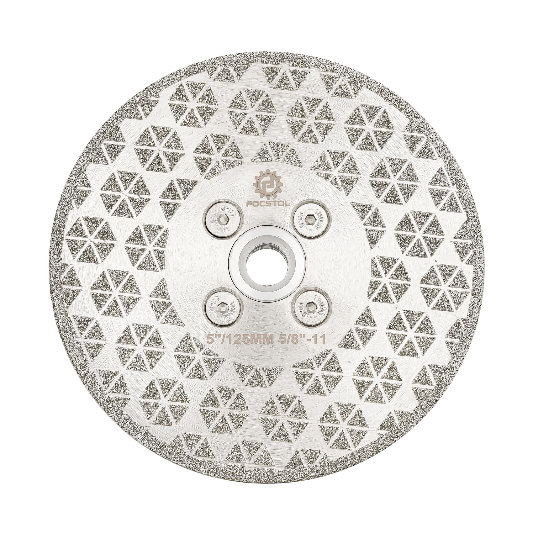 Diamond Cutting Grinding Disc 5''(125mm) - FOCSTOL Electroplated Double Side Diamond Blade with 5/8"-11 Flange for Granite Marble Porcelain Ceramic