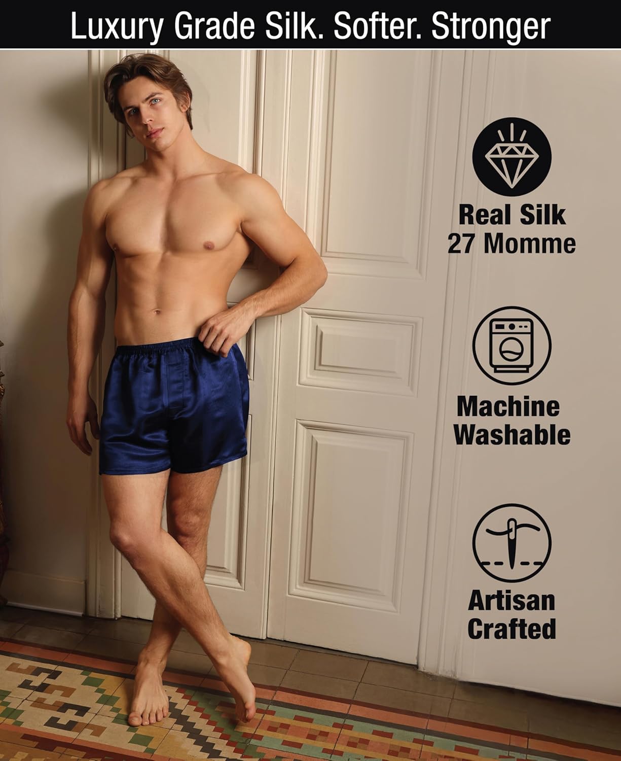 Tara Sartoria Luxury Artisan Silk Boxers for Men, 27 Momme, Machine Washable, XS-4XL - Image 3