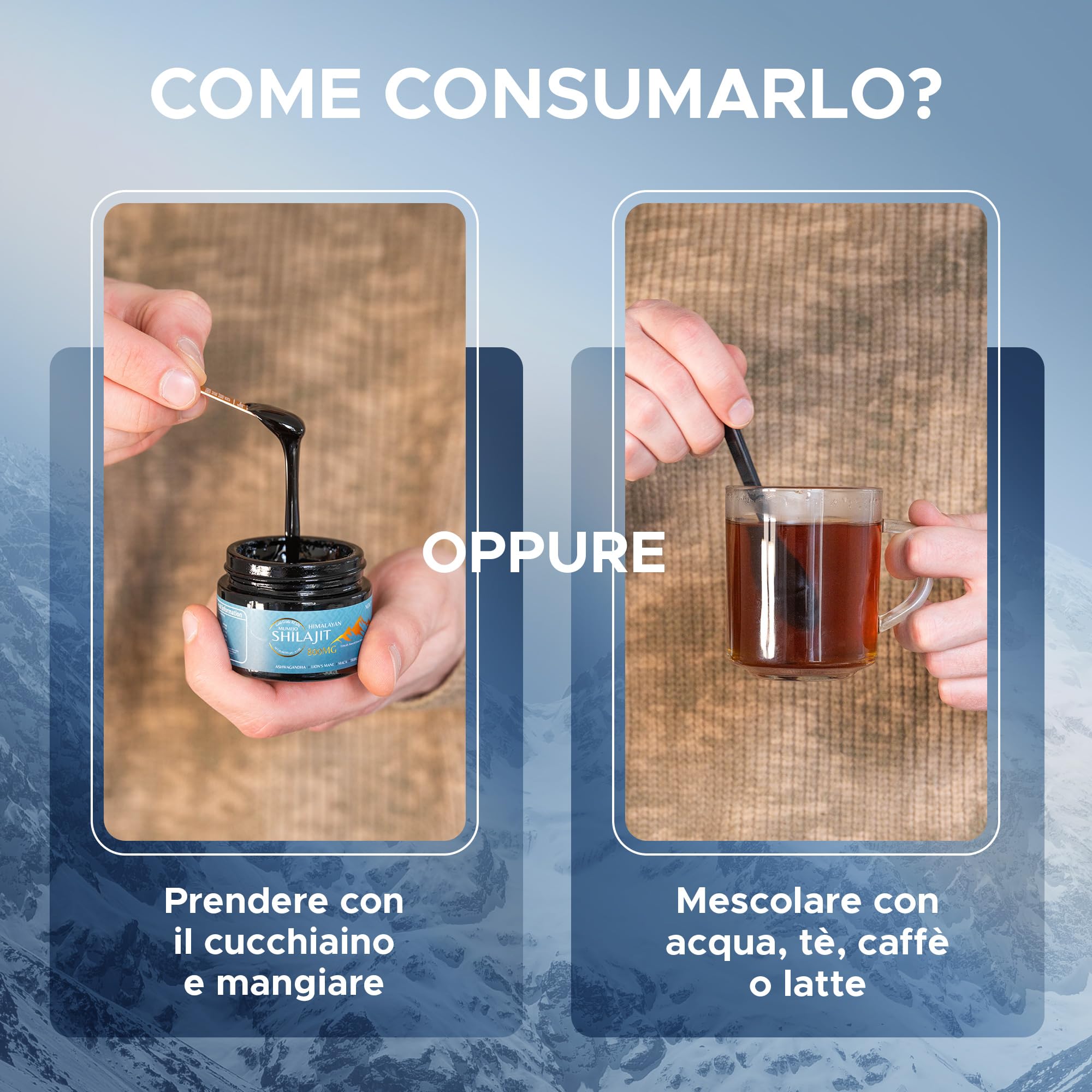 100% Shilajit Himalayano Puro 800MG, Erbe Ayurvediche 5 in 1, Testate in Laboratorio in Europa, 50g
