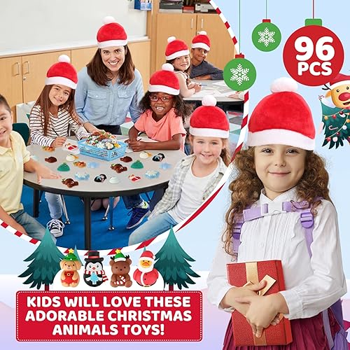 Miniatura 5 de Juguetes de animales de Navidad, patos de goma de Navidad, oso, pingüino, copo de nieve, alce, juguete para la ansiedad, juguetes para aliviar el