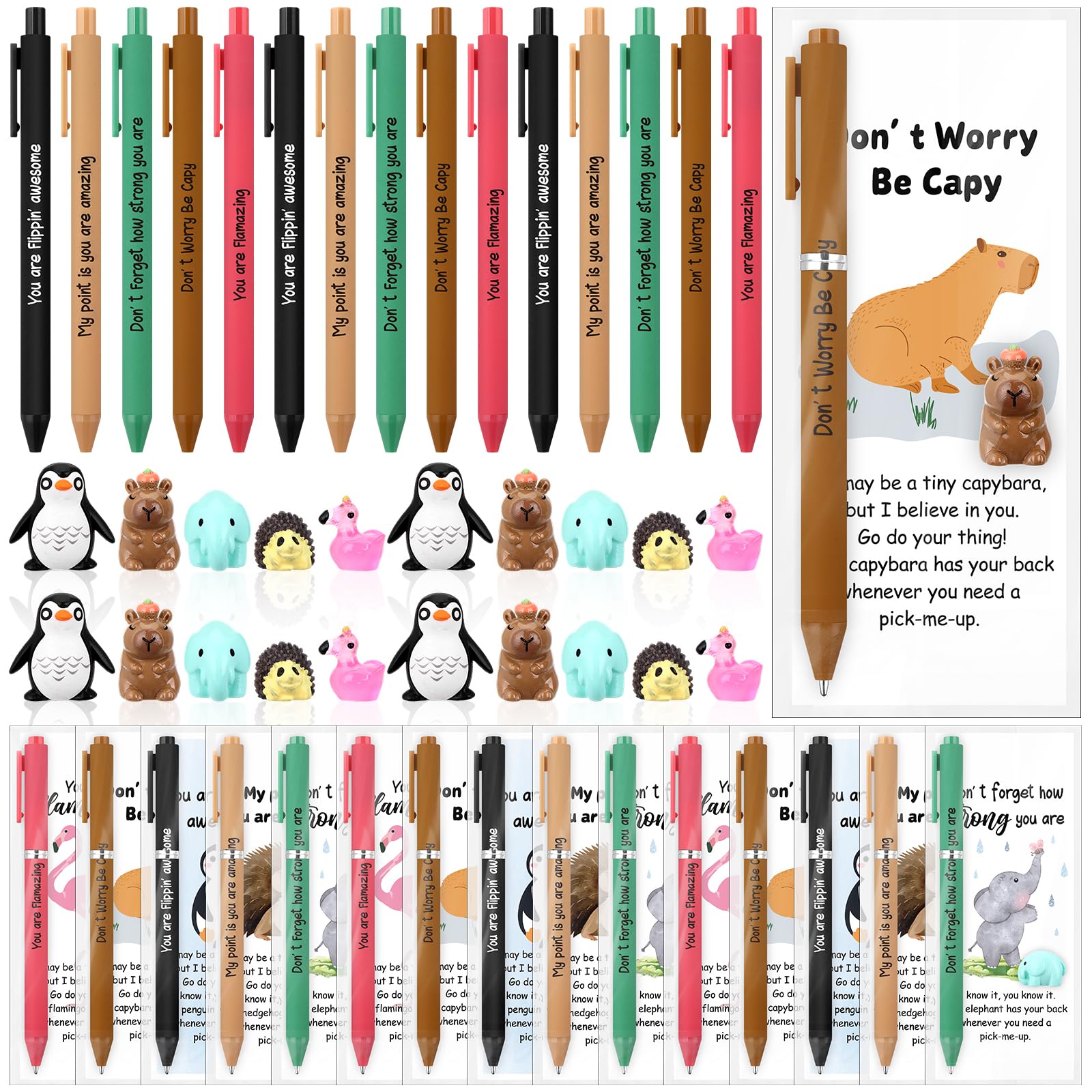 YXSJAS 25 Sets Thank You Gifts Include Positive Emotional Support Desk Pets with Motivational Ballpoint Pens Inspirational Cards Employee Appreciation Gifts for Employees Coworker Teacher Nurse Staff