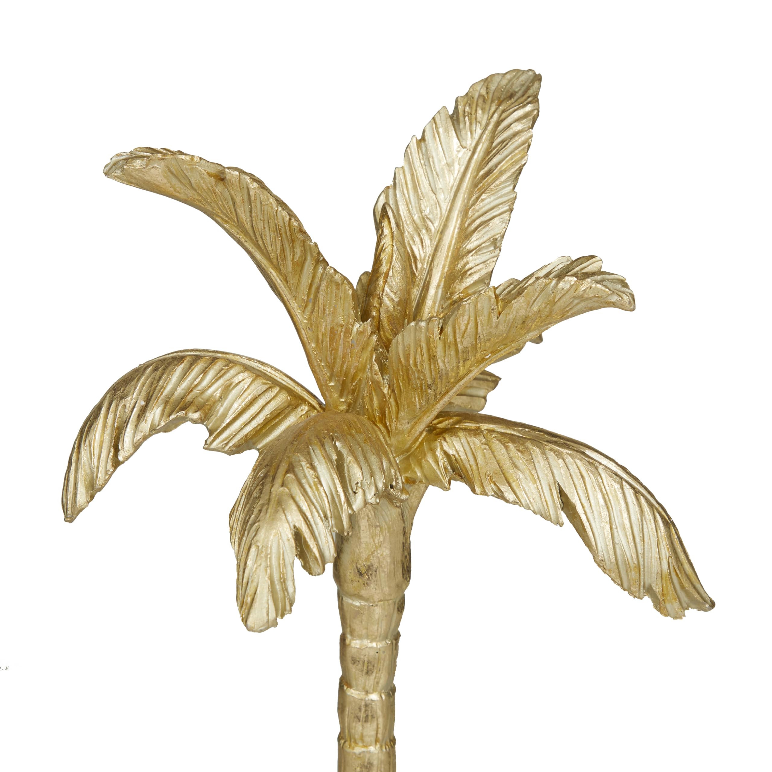 The Novogratz Polystone Tree Decorative Sculpture Palm Home Decor Statue, Accent Figurine 9" x 7" x 20", Gold