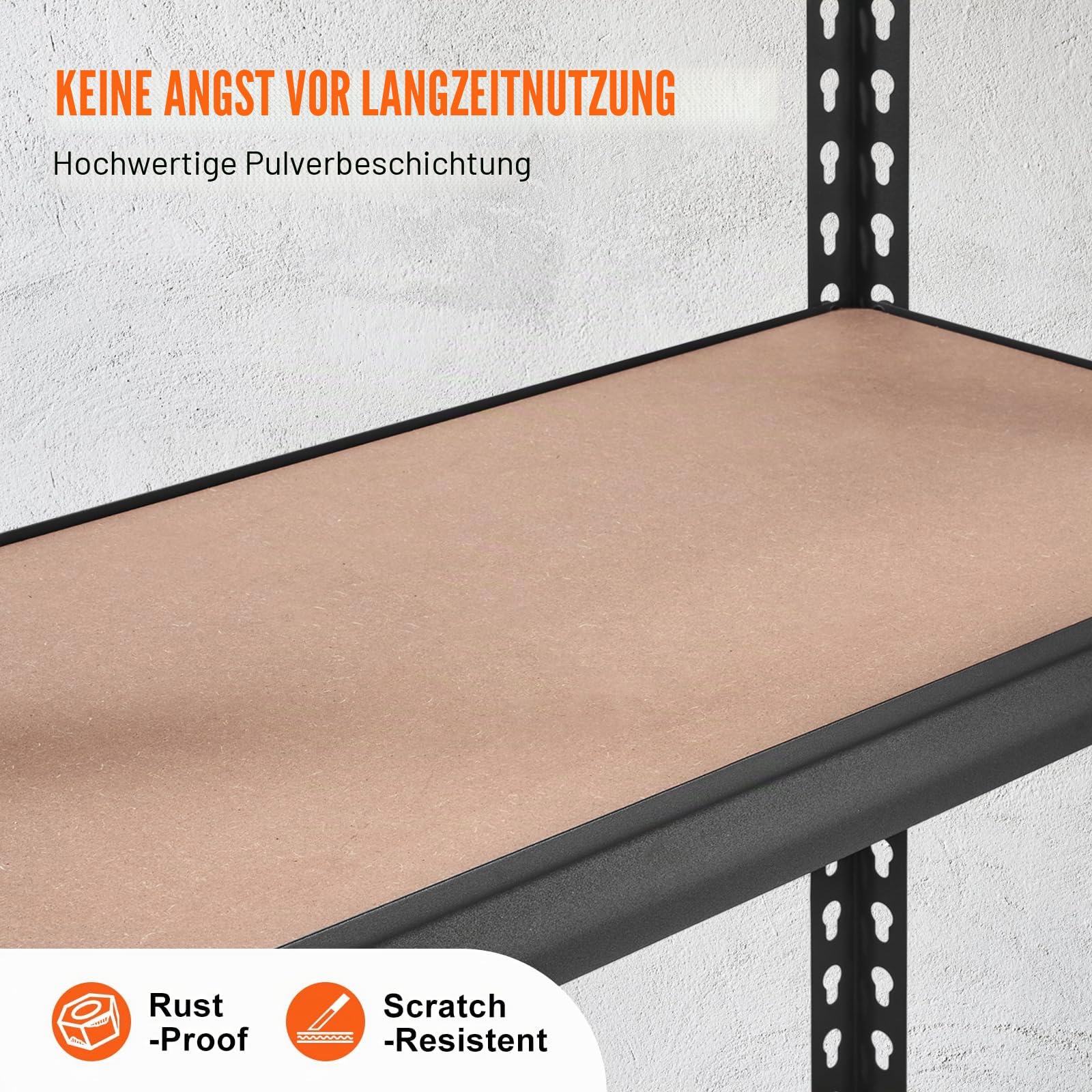 VEVOR Lagerregal 907,2kg Gesamtladekapazität 181,4kg pro Regal Kellerregal SPCC-Kohlenstoffstahl + MDF-Platten Steckregal 90x45x182,88cm Werkstattregal Schwerlastregal Kellerregal Regal Verstellbar