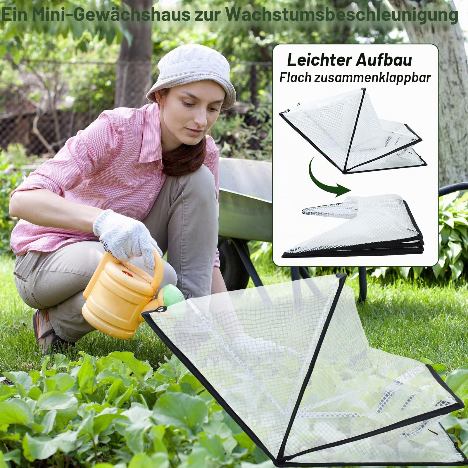 Gartenreihen-Beschleuniger-Pflanzenabdeckung, faltbar, Hochbeet-Abdeckung mit Reißverschluss-Tür, wasserdicht, kleines Gewächshaus, Pflanzenkäfig, Schutz für Gemüse, Blumen, Früchte von Tieren, 78,9 x