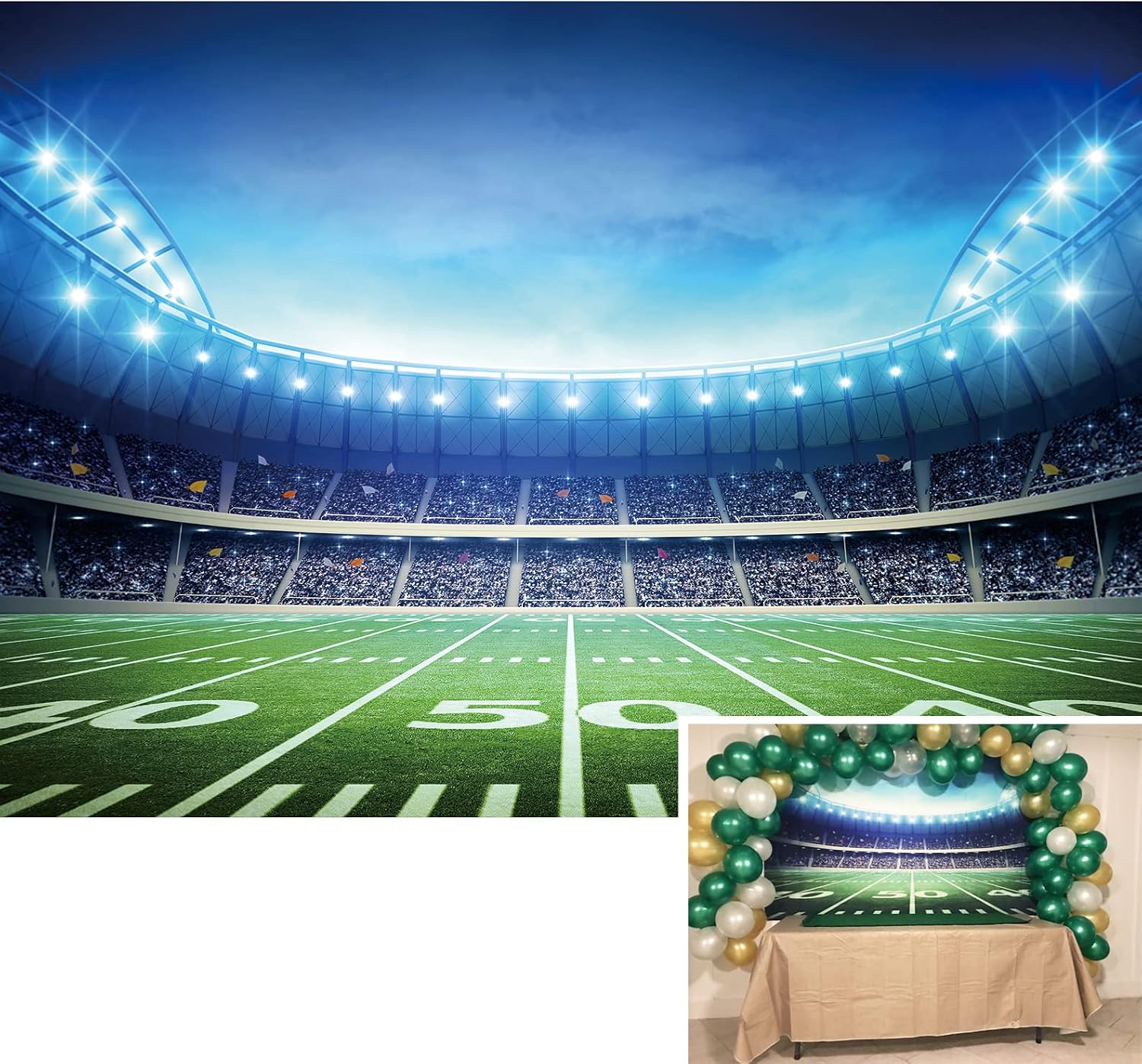 8x6ft Football Sport Backdorp American Football Field Photo Background Man Sports Competition Stadium Birthday Party Banner Newborn Boys Supplies Props Baby Shower