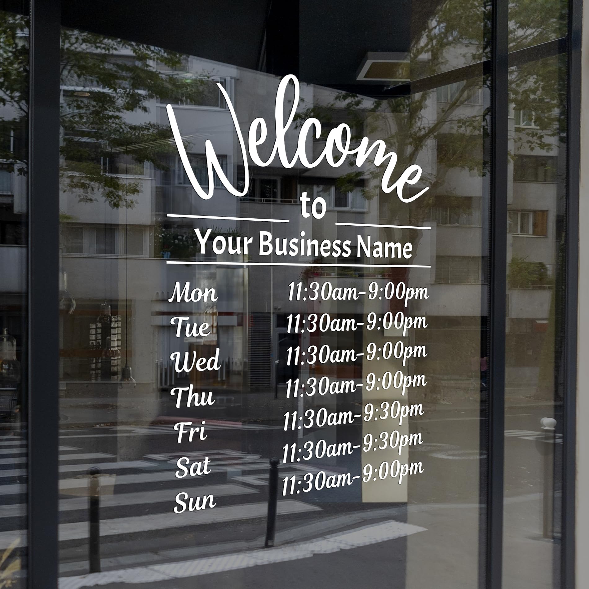 Cus2mize - Custom Business Hours Sign for Window - Personalized Vinyl Open Hour Decal, Waterproof, Indoor or Outdoor (D16)