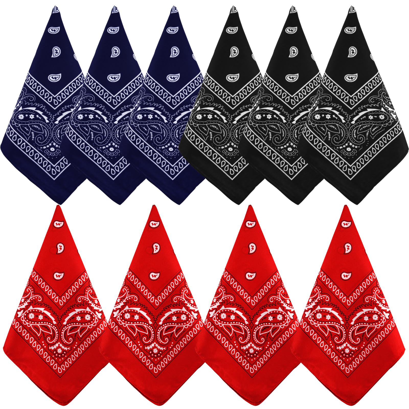 NACHLYNN 10/20pcs Paisley Bandanas Assorted Bandanas Cowboy Polyester Headbands Square Scarf Headwear