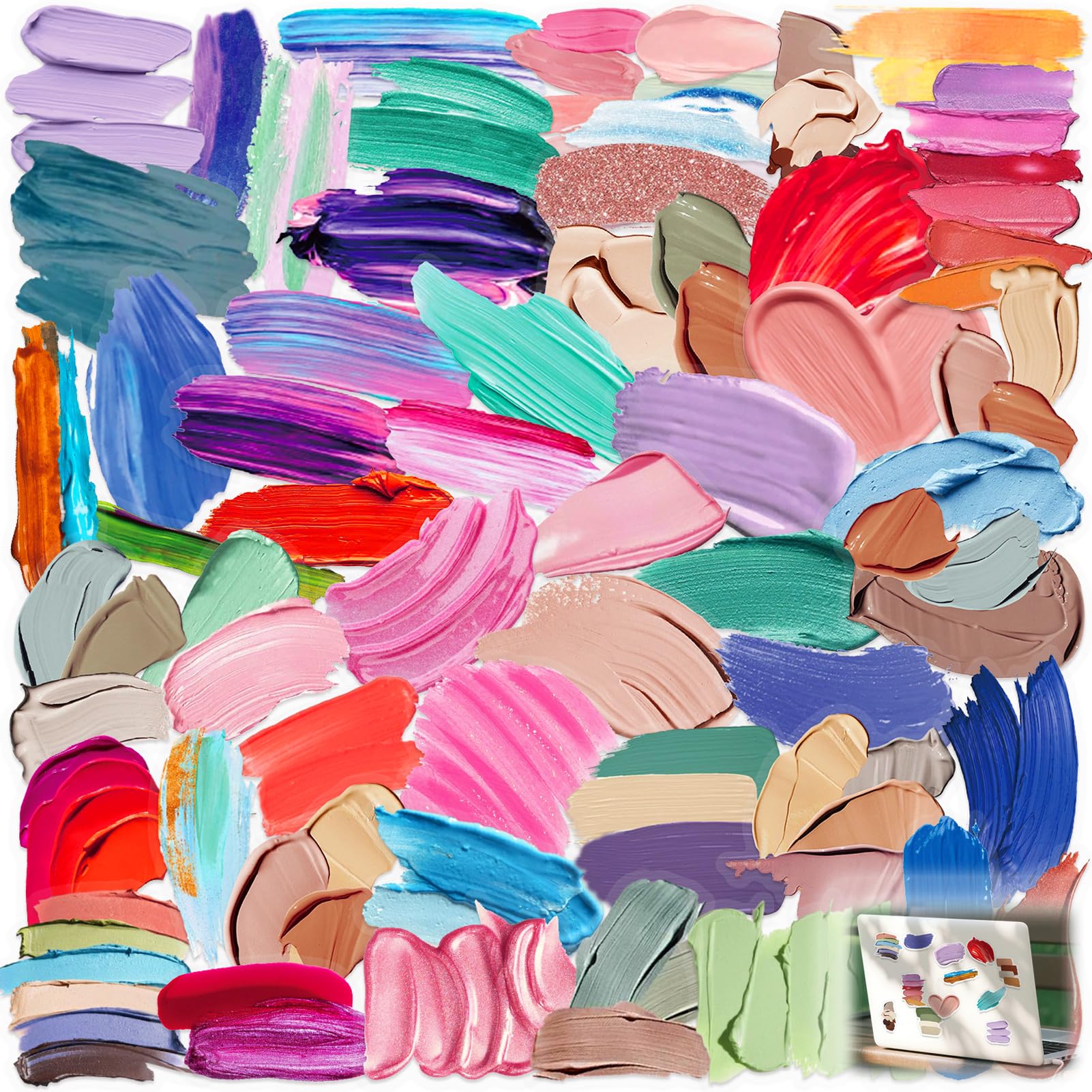 120 Pcs Junk Journal Supplies Stickers, Scrapbook Supplies Artistic Colorful Watercolor Paint Stroke Stickers for Scrapbook Paper Planner DIY Crafts Art Journaling & Creative Decorative Decals