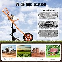 Vista 9 de Excavadora de agujeros para postes de 63CC de 2 tiempos, 3HP, a gas - Excavadora de agujeros para postes con barrena de tierra con diseño