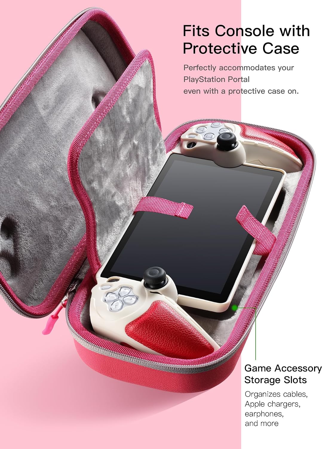UYIYE Carrying Case for PlayStation Portal,Travel Shell Bag with Strap,Red image 2