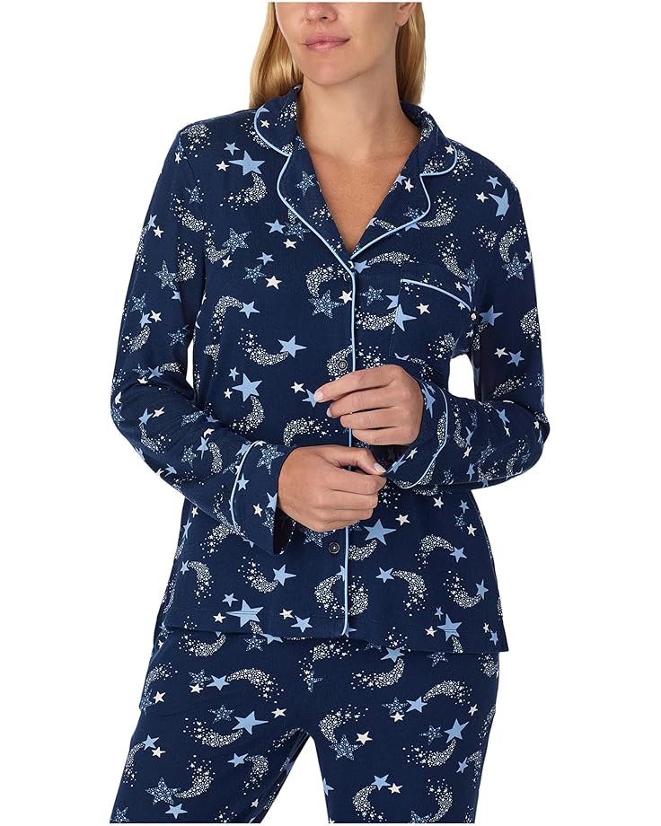 Kate Spade New York Brushed Sweater Knit Jersey Long Sleeve Notch Long Pajama Set - #3 of 3
