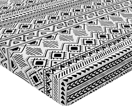 Miniatura 3 de Ambesonne Sábana bajera azteca, diseño geométrico abstracto de rombos con formas de diamante, arte de zig zag trippy, funda de cama con bolsillo