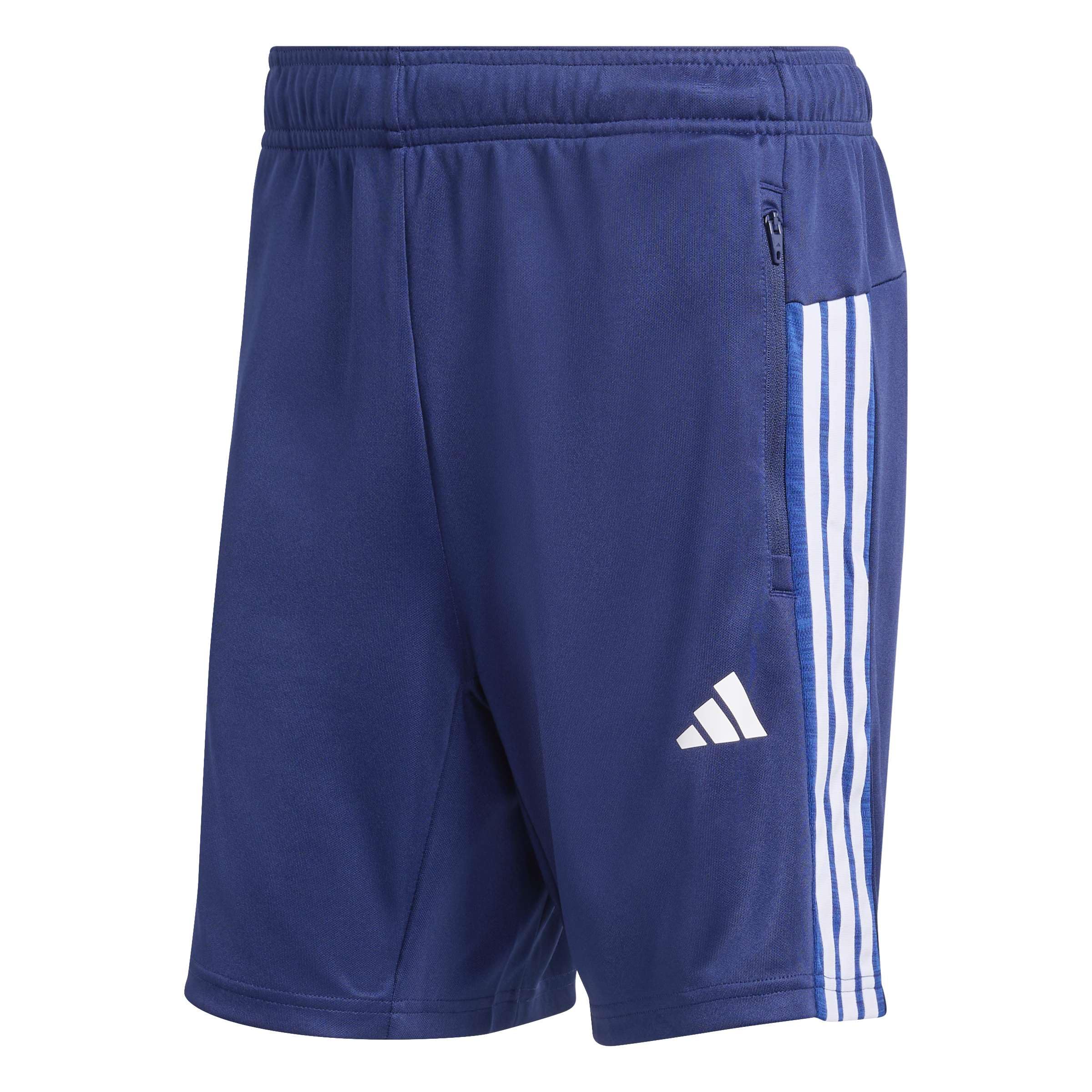 adidas Men's Workout Essentials All-Set 3-Stripes Knit Short Shorts, Dark Blue/White, 4XL 5 inch