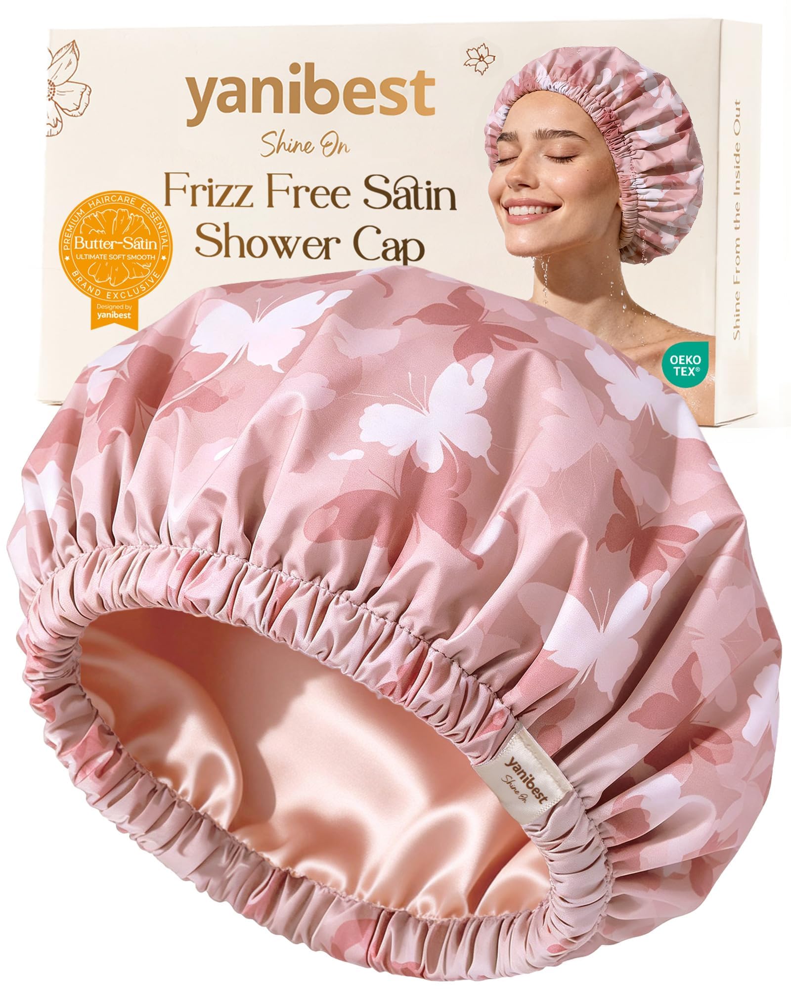 Satin Shower Caps for Women - Waterproof & Dry -10