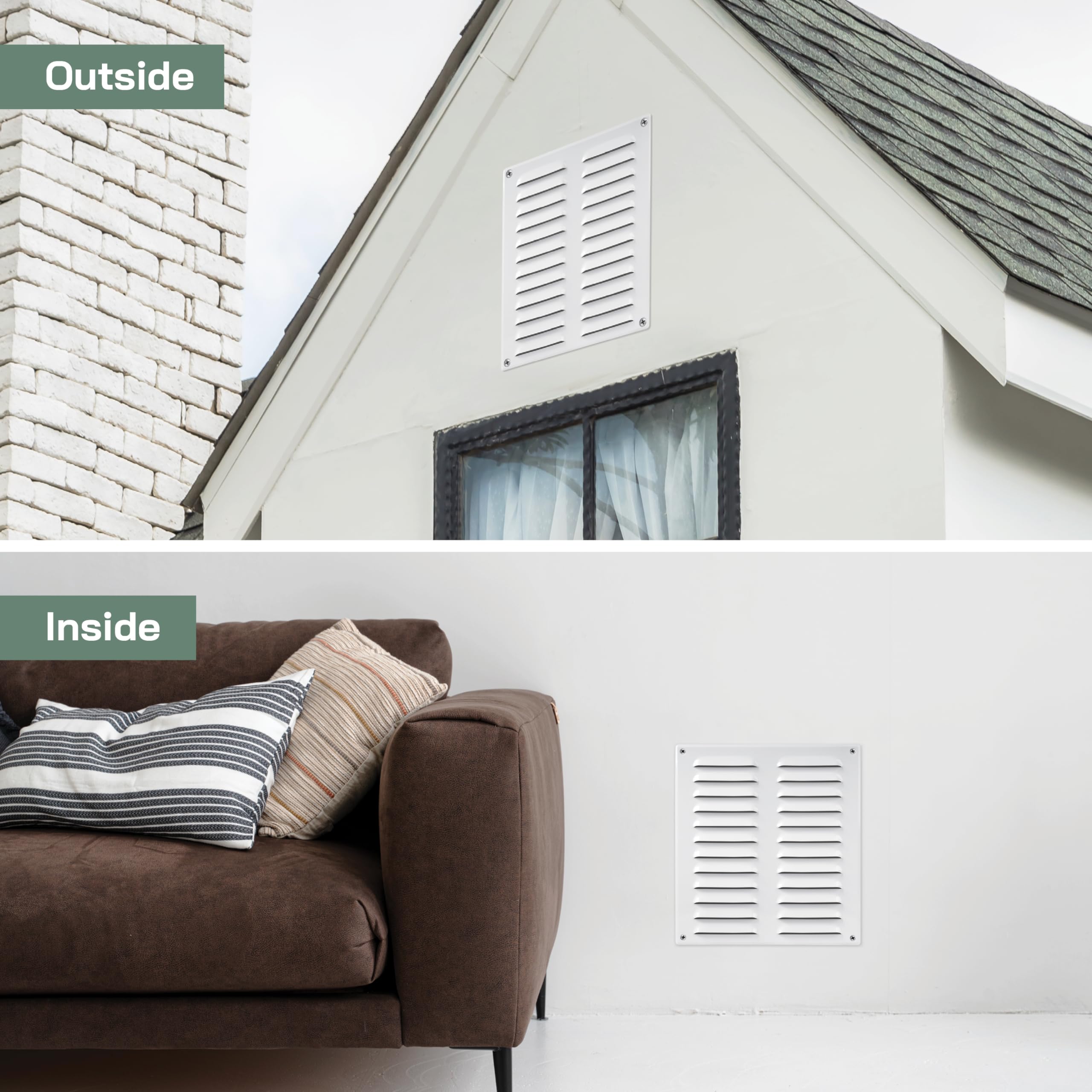Vent Systems Grille d'aération blanche de 25,4 x 27,9 cm – Grille de retour d'air en métal avec maille de protection intégrée – Amélioration de la ventilation de la maison – Couvercle de conduit