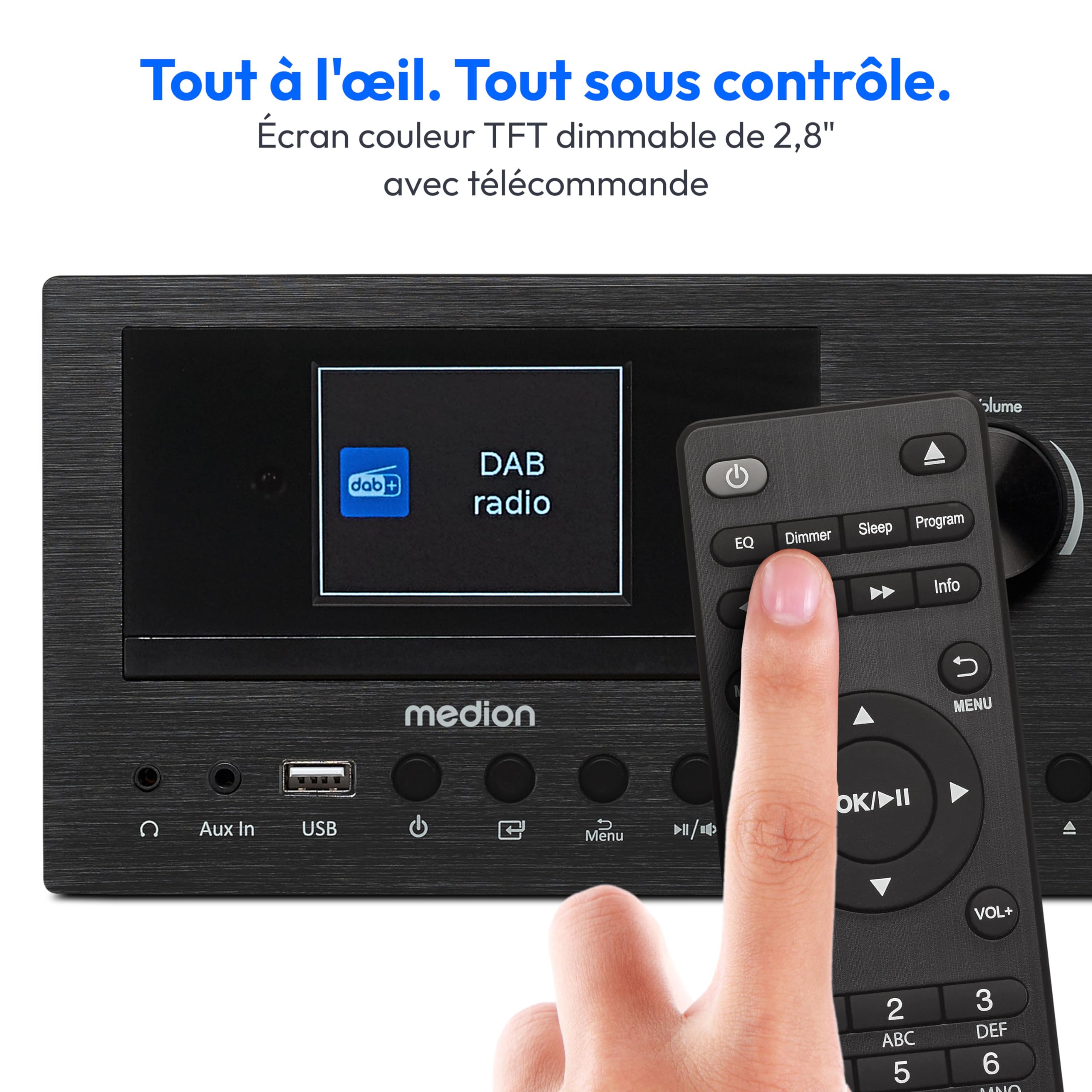 MEDION Système Audio Compact P85003 (Radio Internet, Dab+, Radio FM PLL, Bluetooth, Connexion USB, AUX, 2x150 W)