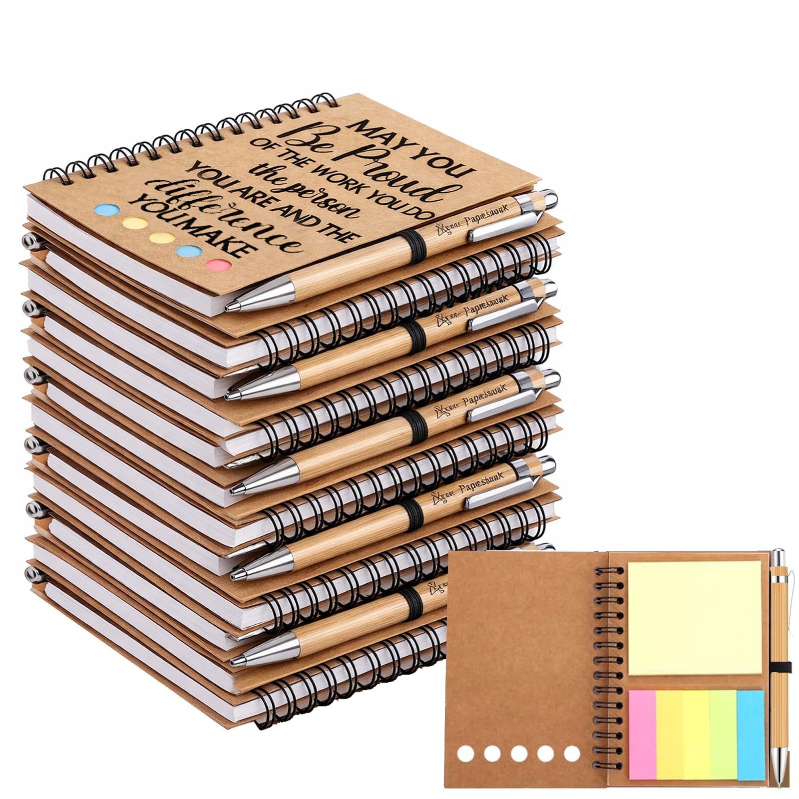 SIMDAO 24 Pcs Appreciation Gifts Set, 12 A6 Inspirational Spiral Notebooks with 12 Motivational Pens, Gift for Employee, Team Gifts, Bulk Appreciate Gifts for Coworkers Volunteers Nurses Teachers