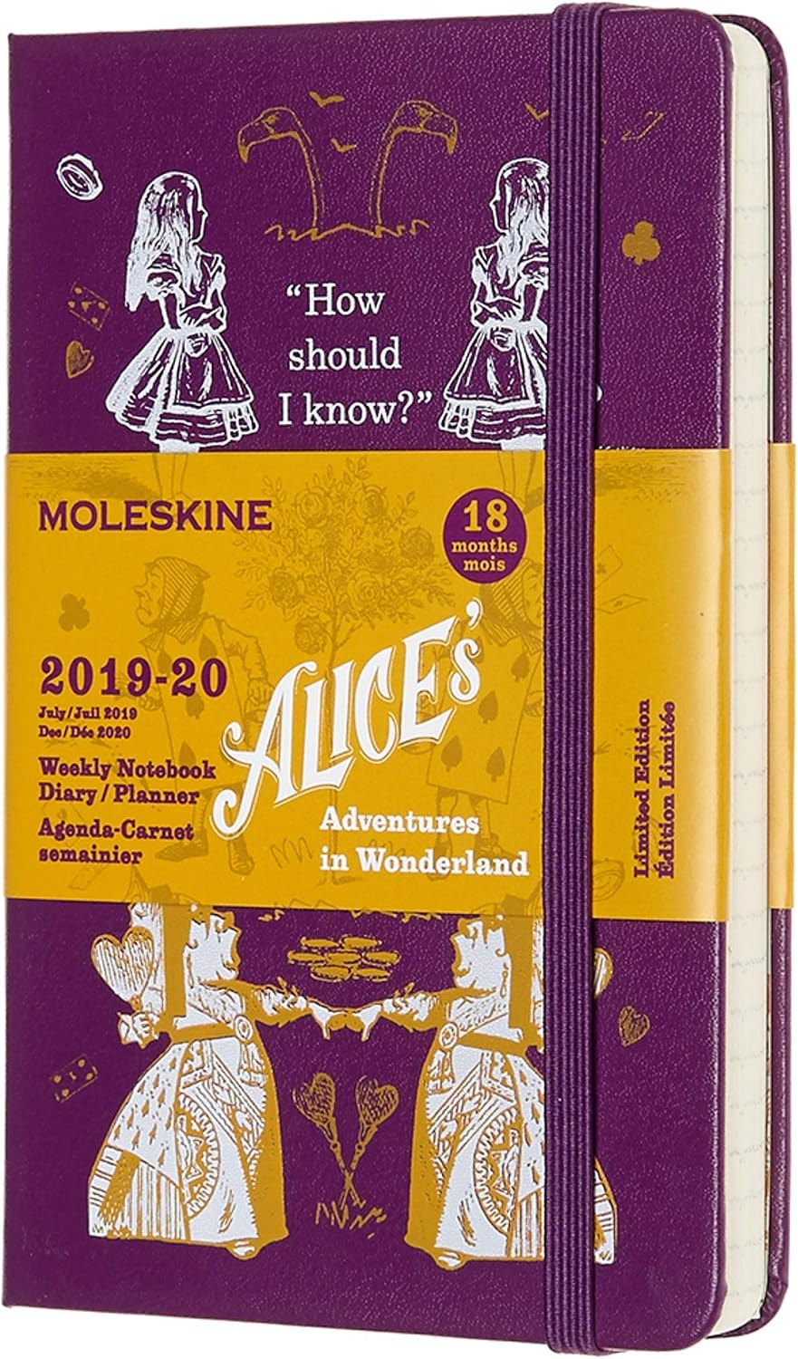Moleskine Limited Edition Alice In Wonderland 18 Month 2019-2020 Weekly Planner, Hard Cover, Pocket (3.5" x 5.5") Purple