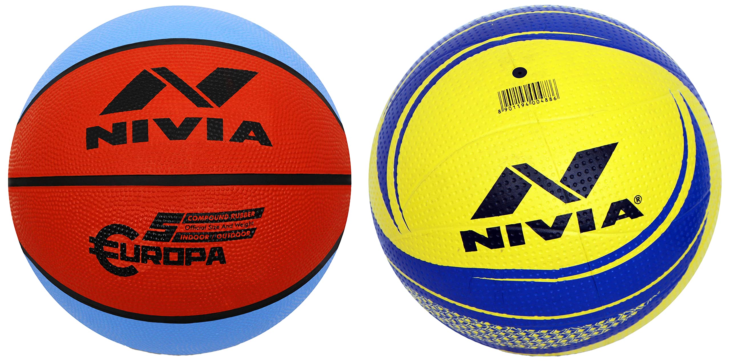 Nivia 634 Rubber Europa Basketball, Size 7 (Multicolour) Craters Volleyball (Blue/Yellow) Size-4 (B0BB6KM8X8) Amazon Price History, Amazon Price Tracker