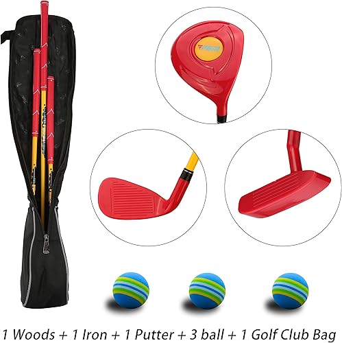 Miniatura 3 de PGM Juego de palos de golf para niños, puede golpear pelotas reales, palos de 3 piezas que incluye madera, hierro y putter, ideal para niños y niñas