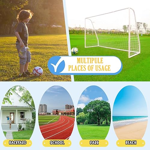 Miniatura 5 de KATARUS Portería de fútbol de 12 x 6 pies, 10 x 6.5 pies, 8 x 6 pies, 8 x 5 pies, 6 x 4 pies, para patio trasero, con marco de UPVC resistente a la