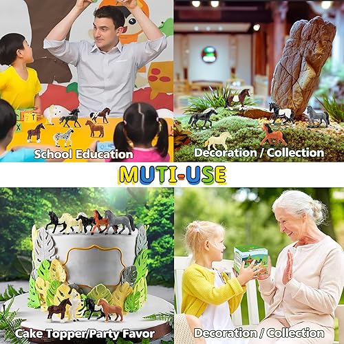 Miniatura 8 de Toymany Juego de 12 figuras de caballo pequeño de 2 a 3 pulgadas, figuras de potro pequeño de plástico, regalo de cumpleaños de Navidad, magdalena,