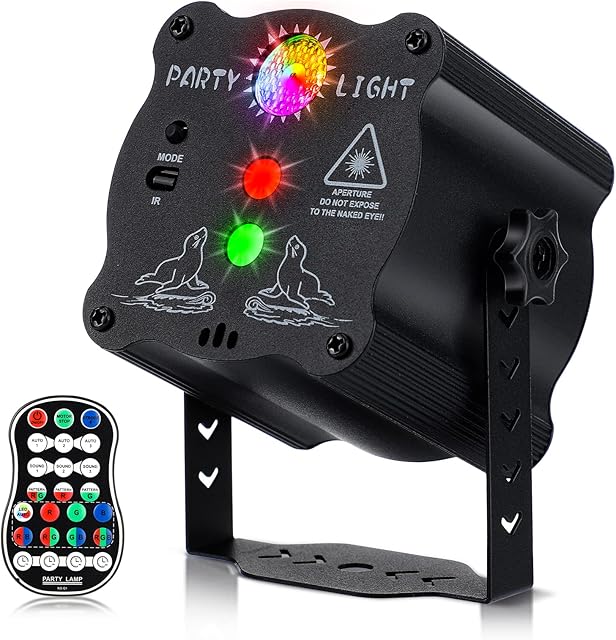 Mini Disco Lights Strobe Light, Sound Activated Party Lights with Remote Control & Timer, 90 Patterns Light Effect RGB LED Stage Light via 6W USB Powered for Bar Party Birthday Wedding Christmas