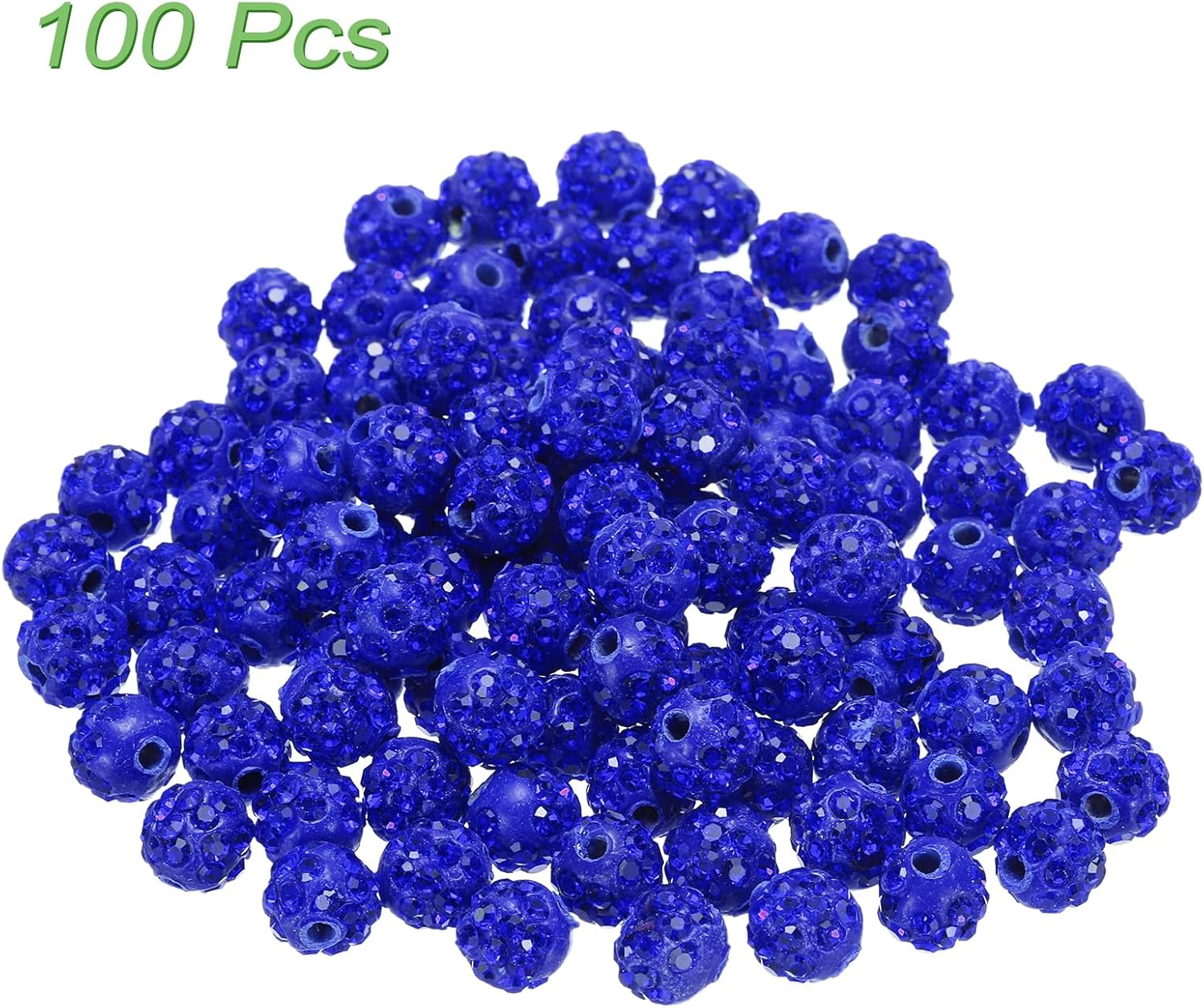 MECCANIXITY 100pcs 8mm Rhinestone Beads for Jewelry Making, Bling Disco Bead Sparkle Diamond Clay Bead for Necklace Bracelet Christmas, Dark Blue - Image 3