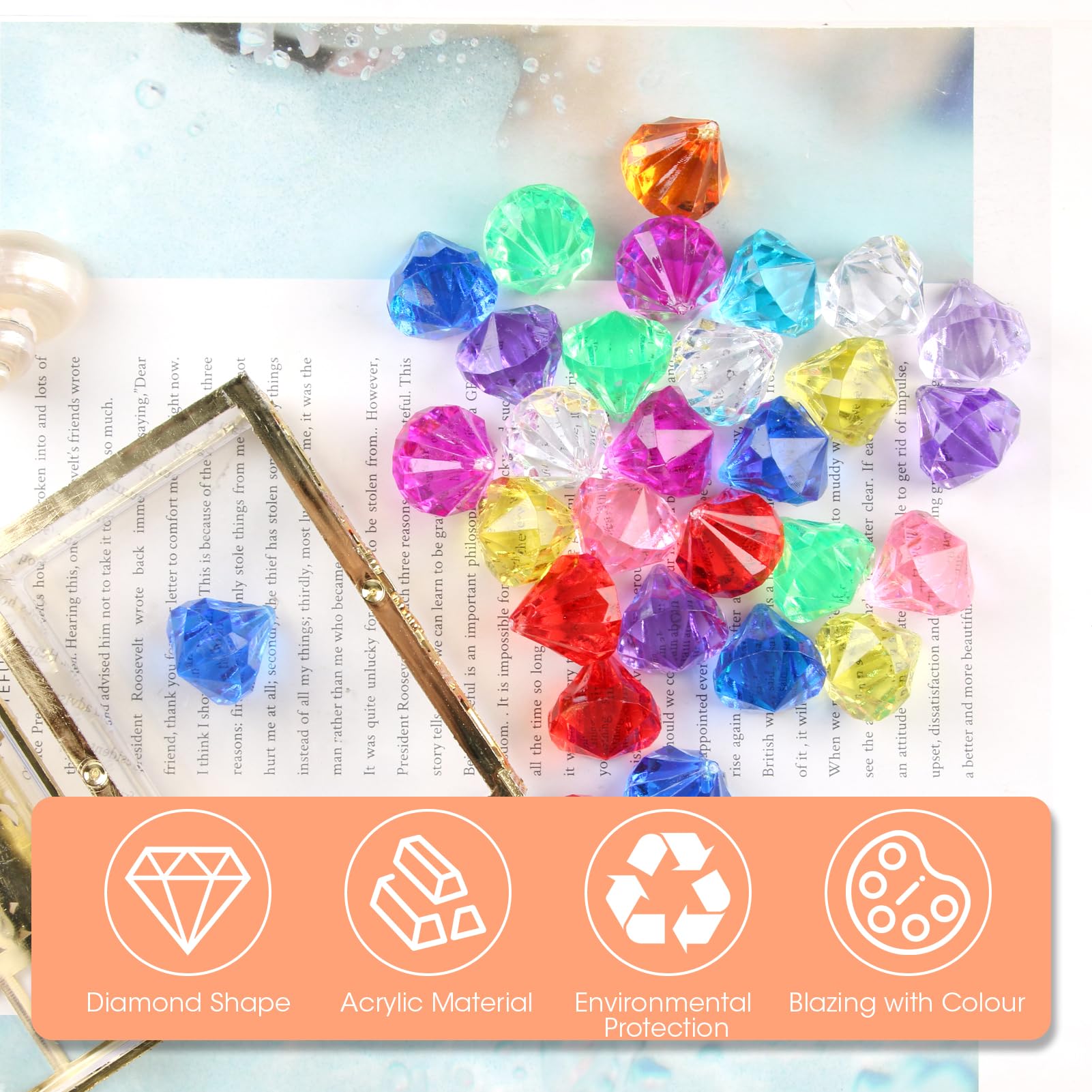 FARUTA 20pcs acrilico diamante gemme artificiali tesoro pirata multicolore acrilico grandi gemme (colore: come mostrato, dimensioni: 2 * 2 cm