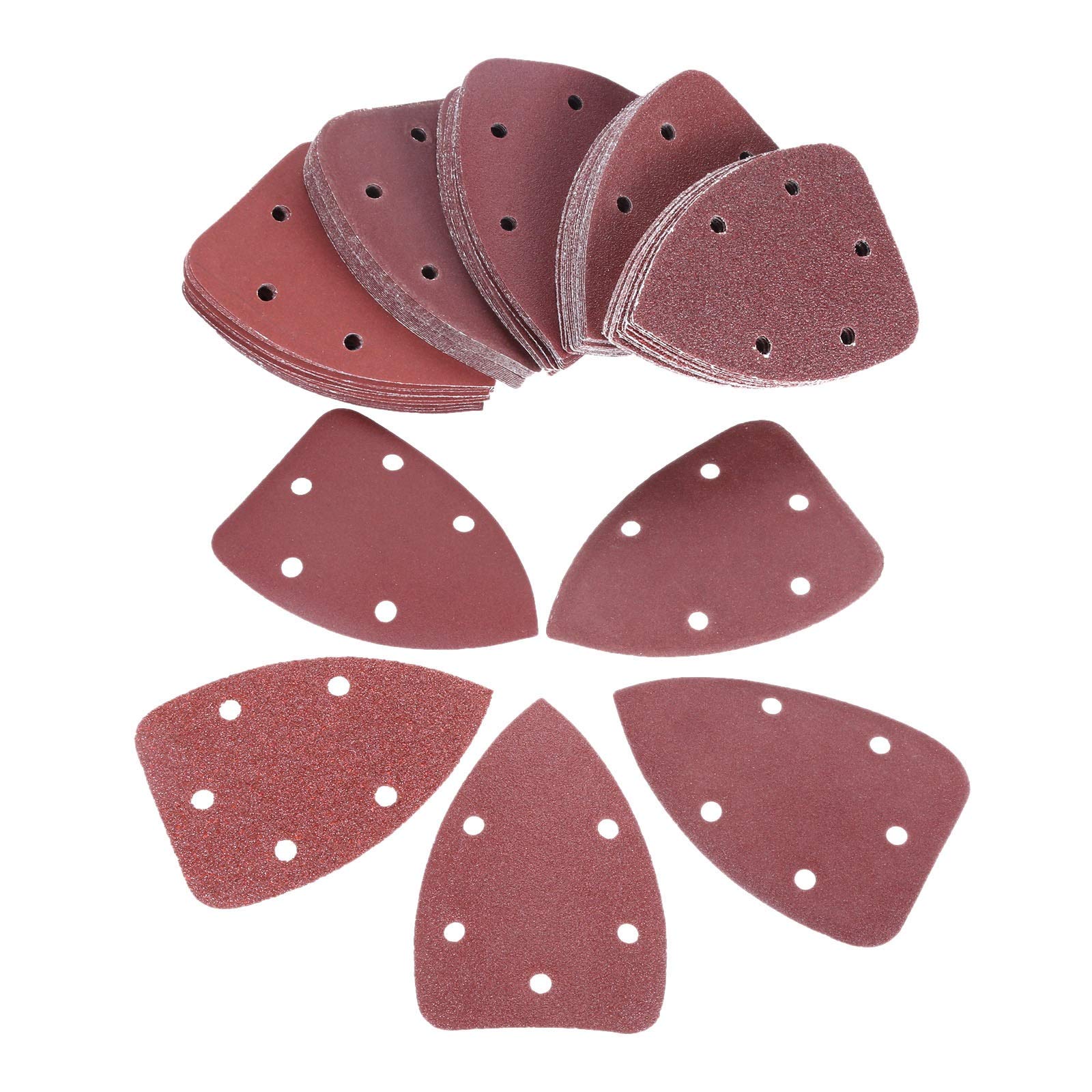 Papel de lija de pulido de metales de madera Hojas de lija 100PC 140x90mm Triángulo de lija Gancho Loop 40-240 granos abrasivos Disco de lijado for madera pulido molino