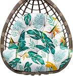 Thick Egg Chair Cushion, Hanging Egg Chair Cushion Replacement, Waterproof Hammock Swing Chairs Cushions for Outdoor Funiture, U-Shaped Cushions for Hanging Eggs Chairs Swing(Yellow Greenleaf)