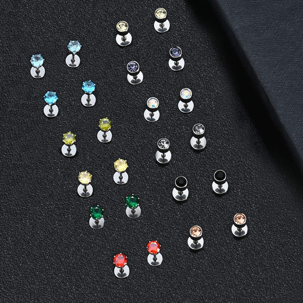 Tornito 20G 18 Pairs Stainless Steel Multicolor CZ Stud Earrings Set Piercing Cartilage Helix Earrings Set Screwback for Women 3MM-5MM - Image 4