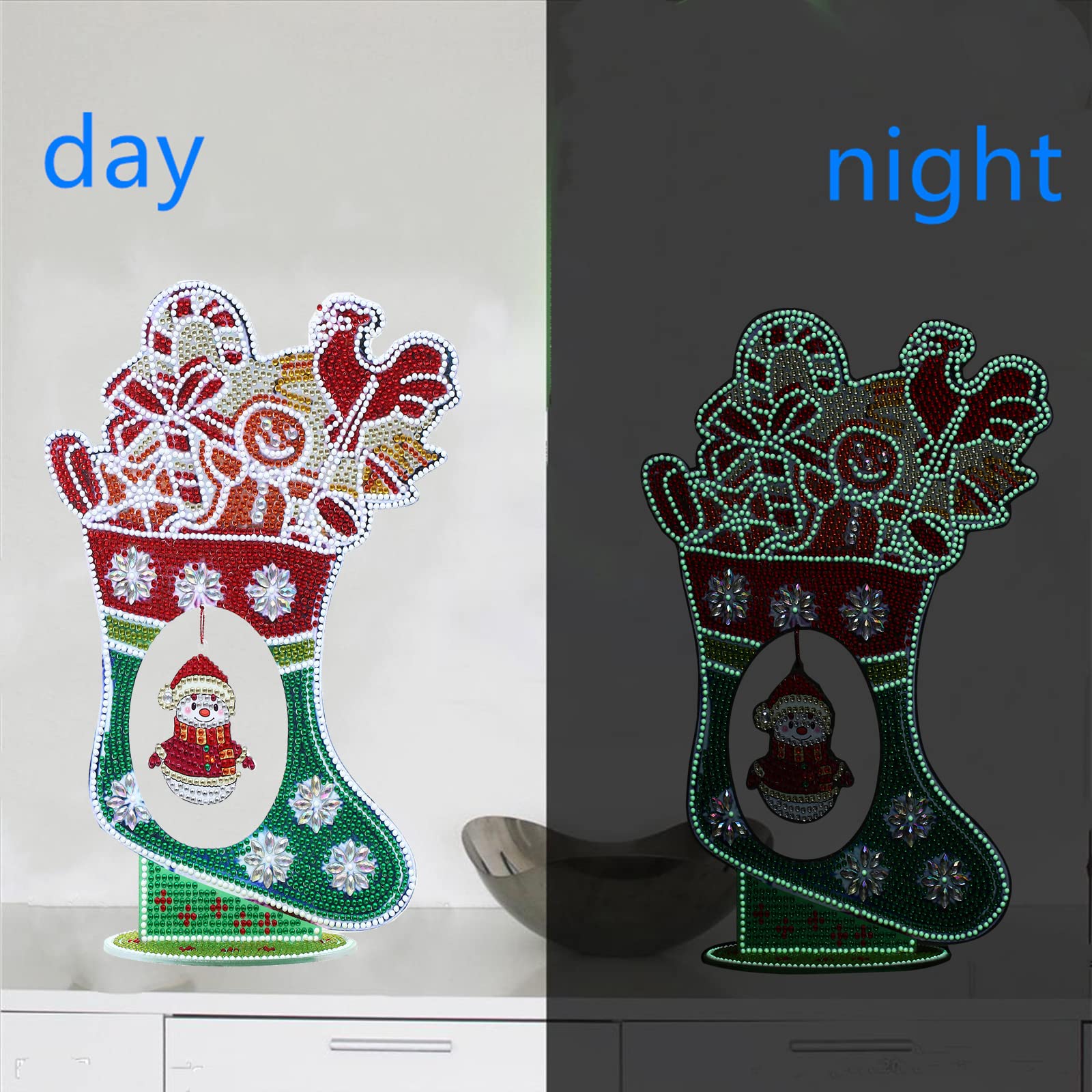YEESAM ART Christmas Socks and Snowman Tabletop Diamond Art Kits - Image 3