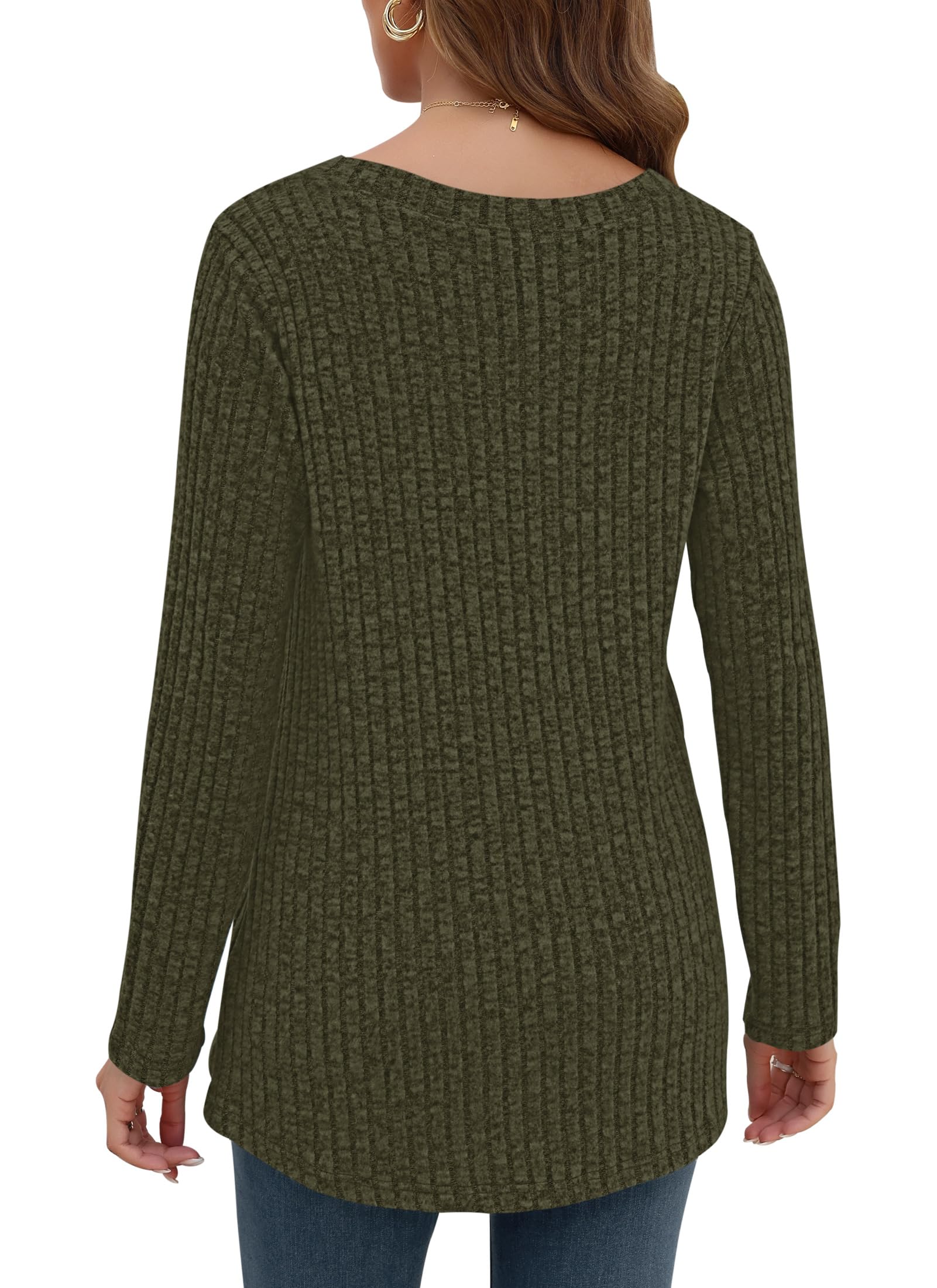 AUSELILY Maglioni a Maniche Lunghe da Donna Pullover Leggero Maglioni con Scollo a V Felpe Casual Top a Maniche Lunghe