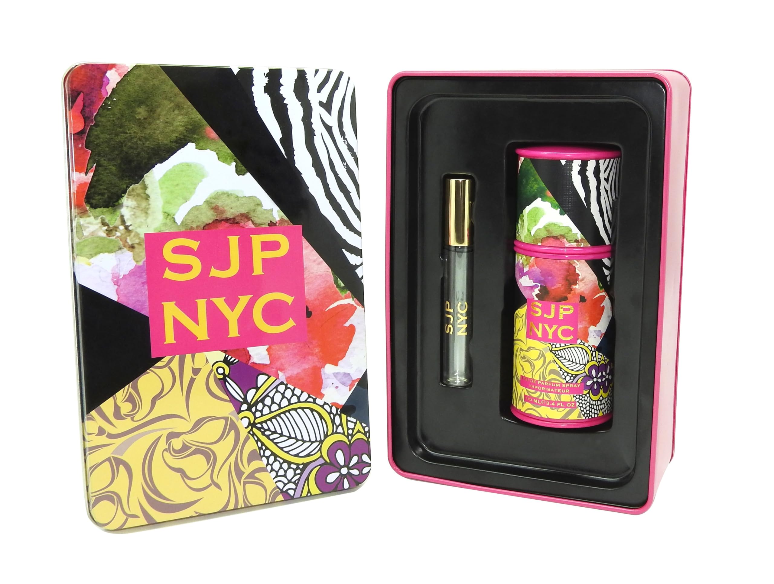 SJP NYC Geschenk-Set für Frauen, abenteuerlicher, verführerischer Duft, Cocktail von blumigen, fruchtigen und moschusartigen Noten, enthält Parfümspray 100 ml und Mini-Tintenroller 10 ml in ikonischem
