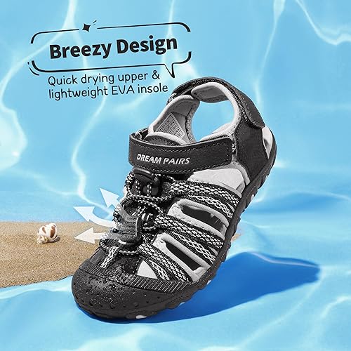 Miniatura 3 de DREAM PAIRS Sandalias deportivas de verano para niños y niñas, para senderismo, playa, casual, puntera cerrada, ajustable, multicolor, para niños