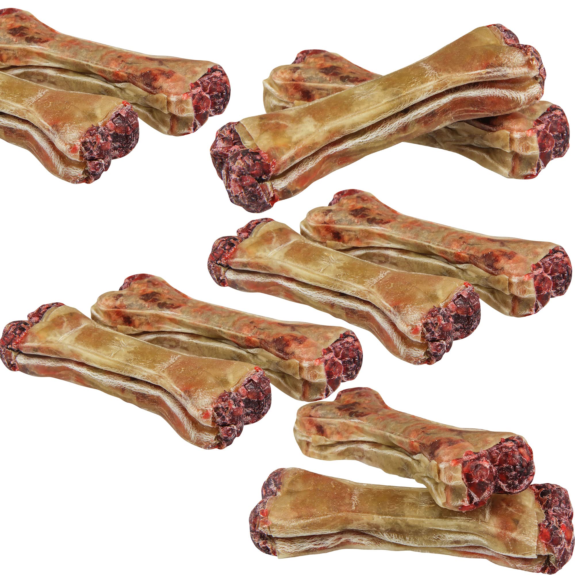 Schecker Gefüllter Kauknochen mit Salami - 1,4 kg - 20 Stück á 12 cm - Geschmack - Gefüllt mit Pansen und Ochsenziemer - Länge: 12 cm