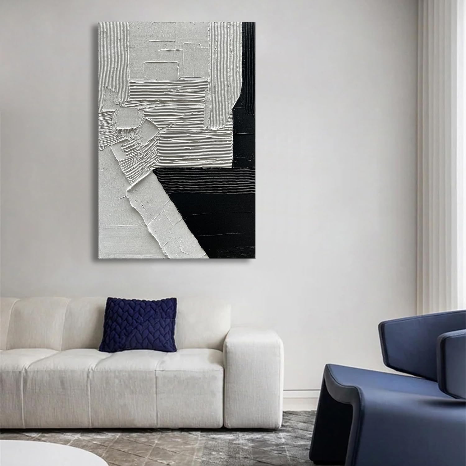 Epicler art Hand-painted White and Grey abstract wall decoration Oil Thick texture Minimalist art 40x28 inches Epicler art Hand-painted White and Grey abstract wall decoration Oil Thick texture Minimalist art 40x28 inches
